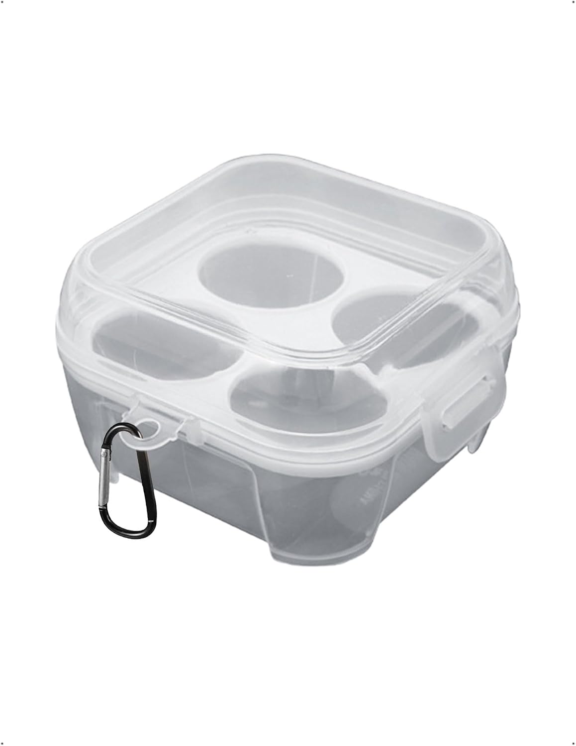 Pudełko na jajka z 4 przegrodami, plastikowe pudełko na jajka, przenośne pudełko podróżne z karabińczykiem w kolorze czarnym, idealne na kemping, do lodówki, pojemnik do przechowywania jajek