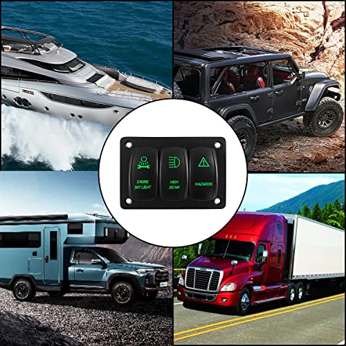 Image of 3 Way Customize Rocker Switch Panel Blue Backlit Marine Grade Switch Panel for Automotive Trailer Yacht Can-Am Commander ATV RZR Dashboard Panel Mount IP66