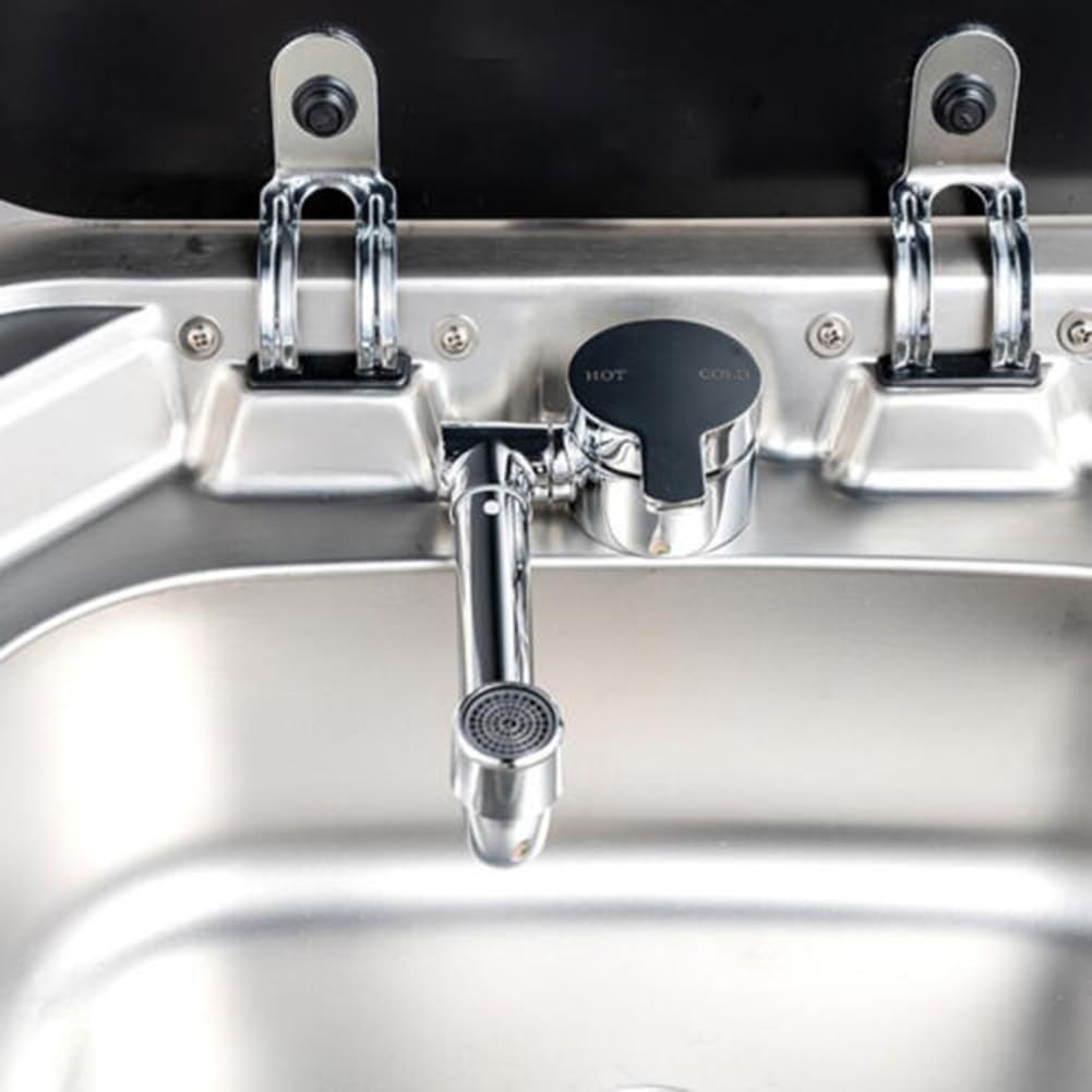Rubinetto miscelatore girevole per camper con ingresso dell'acqua pieghevole e regolabile (caldo e freddo 1003)