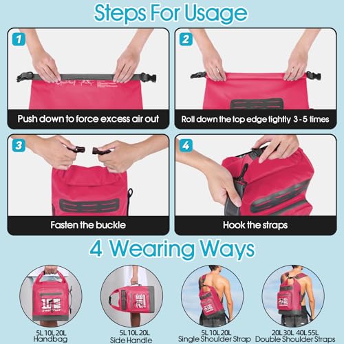 Image of MORXPLOR Dry Bag Waterproof,5L /10L /20L /30L /40L /55L Roll Top Dry Bag Backpack with WaterProof Phone Case for Swim,Kayak