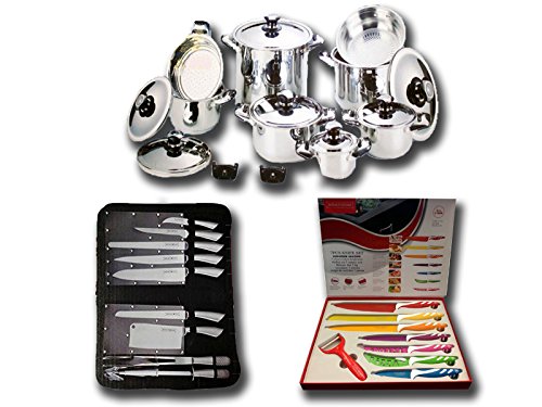  BATTERIA PENTOLE BAVARIA SET BARBECUE+COLTELLI ROYALTY LINE 36 PEZZI