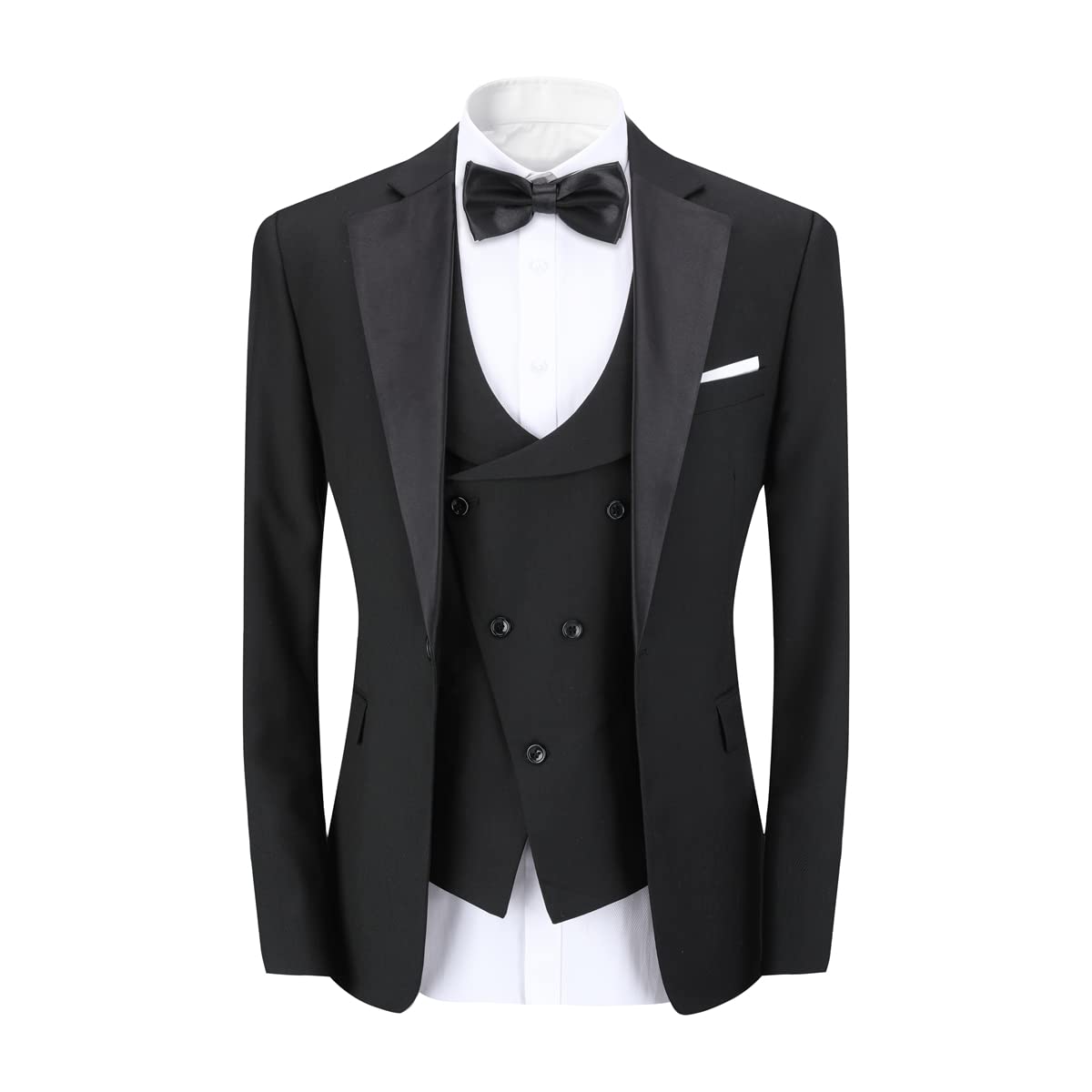 Sliktaa Homme Costume 3 Pièces Slim Fit Un Bouton Mariage et Dîner | Tissu souple aéré, coupe moderne ajustée, finitions élégantes pour cérémonies et repas de soirée masculins