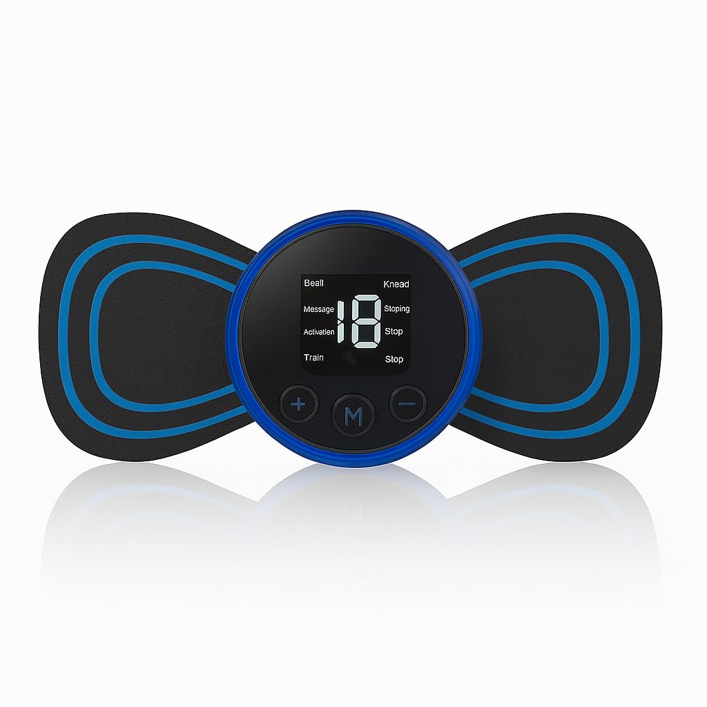 Digital mini body massage -LCD with LCD display -Virless, Multifunctional, Strength Level EMS Mini Butterfly Massage for Body Pen Relief, Shoulder, Legs, Neck and Black and Blue Digital mini body massage -LCD with LCD display -Virless, Multifunctional, Strength Level EMS Mini Butterfly Massage for Body Pen Relief, Shoulder, Legs, Neck and Black and Blue