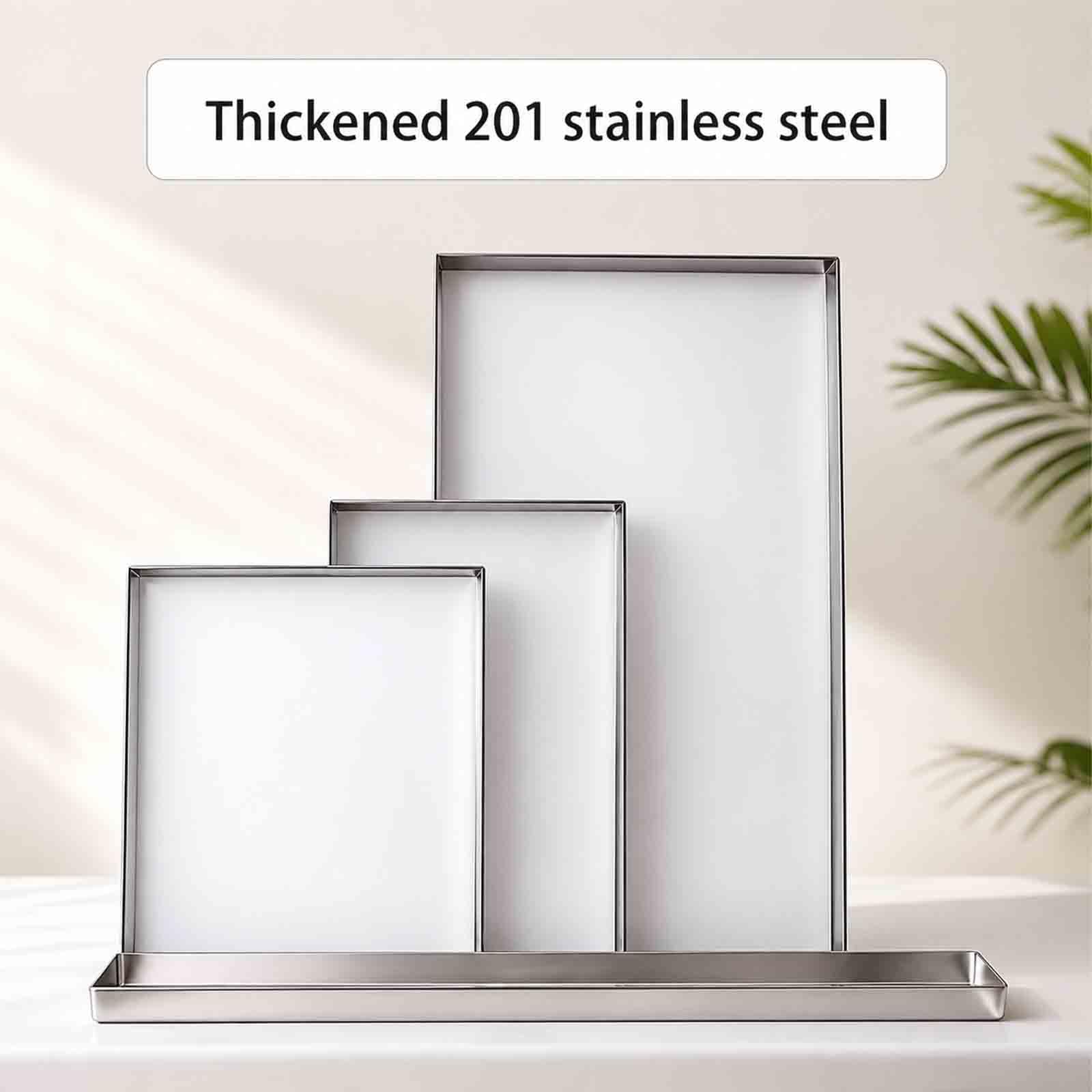 Vaschetta Raccogligocce Rettangolare in Acciaio Inox, Grande Vassoio Impermeabile per Climatizzatori Esterni, HVAC, Cambio Olio, Lavatrice e Barbecue, Altezza 2/5 cm,70x70x2cm | 1