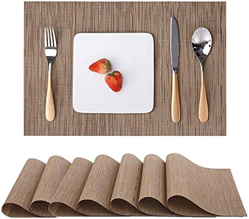 Amazon.com: Placemats Set of 8 Vinyl Woven Place Mats for Kitchen Table ...