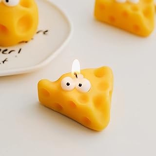 Cute Cheese Shaped Scented Candle,120G Aroma Soy Wax Decorative Candle for Table Photo Prop Birthday Gift,Prefect for Meditation Stress Relief Mood Boosting Bath