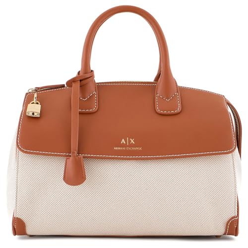 A | X ARMANI EXCHANGE Jane Bolsa grande de lona com trava de logotipo, uísque, Uísque