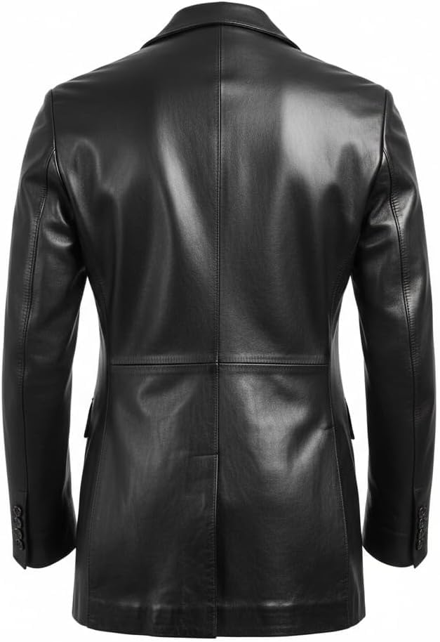 Image of Isaac & David Chicago Lambskin Genuine Casual Wear Leather Blazer Sport Coat Classic Button Closure for Men 2 Button Coat
