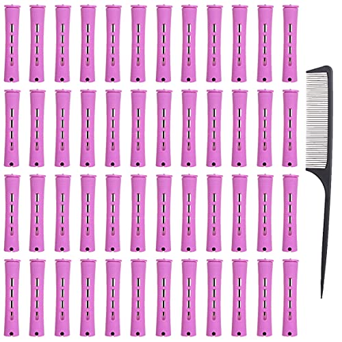 COOKOO 48 Pcs Hair Rollers for Women Perm Rods Curlers for Natural Hair with Rat Tail Comb for Long Goddess Locs Crochet Braids Box Braids Hair Styling DIY Hairdressing Tools(0.75 In)