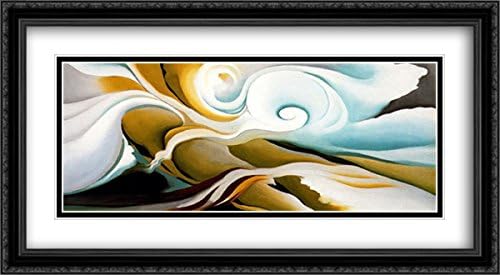 Nature Forms Gasp 2X Matted 40x22 Large Black Ornate Framed Art Print by O'Keeffe, Georgia