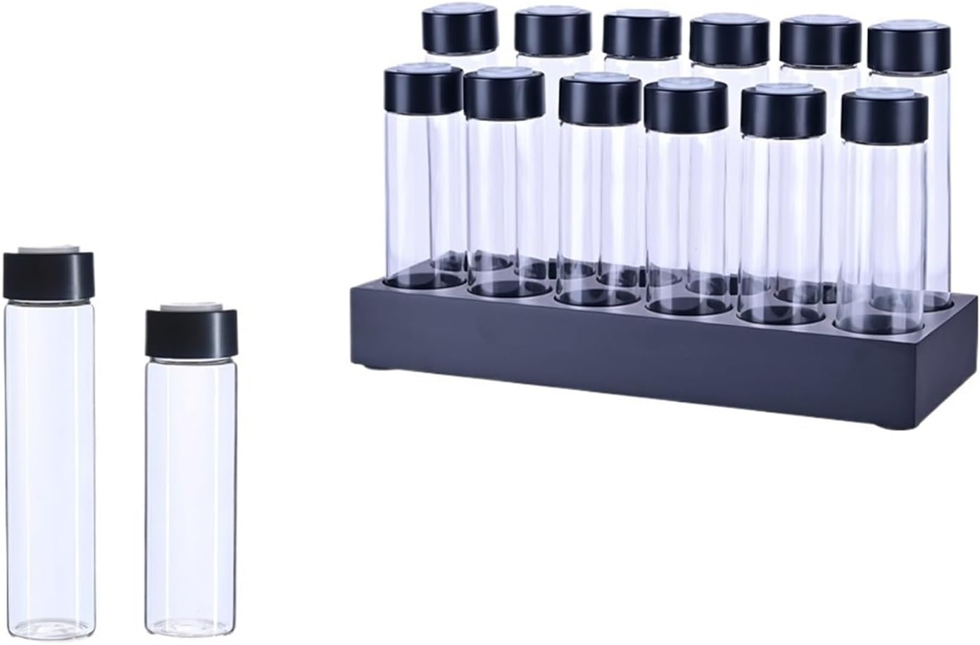 Magnetic Coffee Bean Storage Glass Tubes with Display Rack, Convenient Sealed Storage Container, Espresso Accessories(CT10)