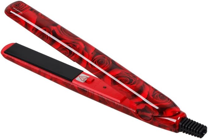 Bundle Monster Portable Mini Travel 0.5”Ceramic Tourmaline Plates Flat Iron Hair Styling Straightener US – Color: RED Roses