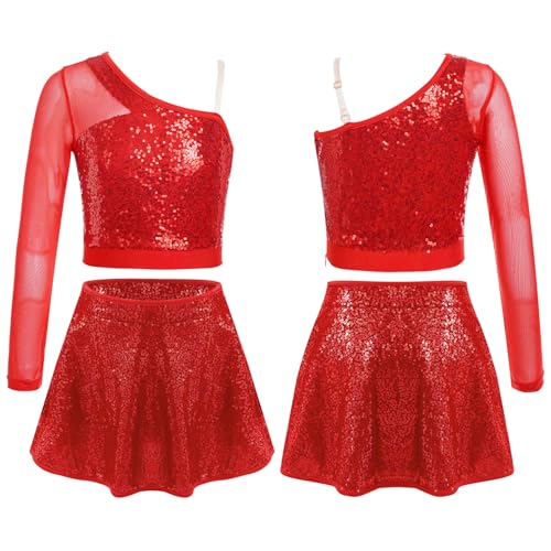 Costume Danse Lyrique Filles : Ensemble Haut Court et Jupe Paillettes pour Gala de Jazz et Ballroom