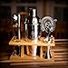 Stock Harbor 9 Piece Stainless Steel Bartender Set with Bamboo Base Kitchen Accessories Cocktail Bar Tool Set