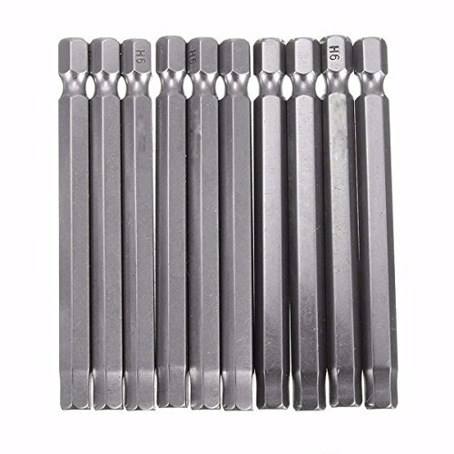 10Pcs 75Mm 1/4 Inch Shanb Destornillador Bits Set 6Mm Cabeza Hexagonal Destornillador Magnético Bits