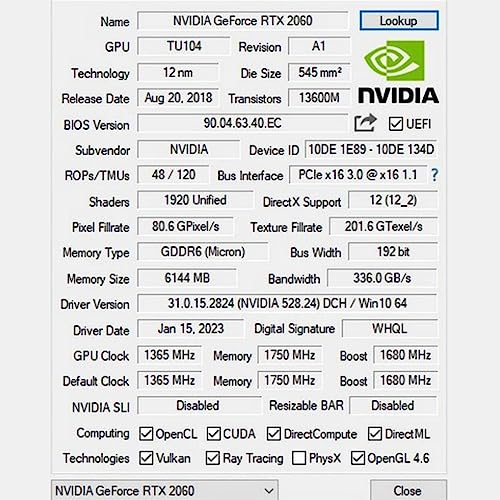 Placa de vídeo NVIDIA Geforce RTX 2060, 6GB, GDDR6, 192 Bits, Dual Fan, WPC WPC2060-6G