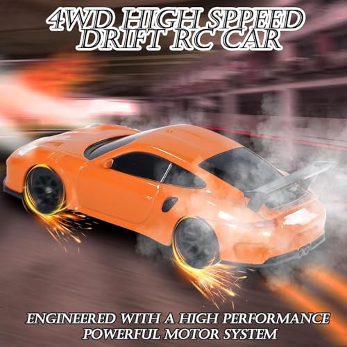 Image of Mini RC Drift Car, 1:43 Scale 2.4GHz Full Proportional Drift RC Cars, 4WD High Speed Remote Control Car with LED Lights and Replaceable Tires, RTR Hobby Model VehicleToy for Kids, Adults, Boys