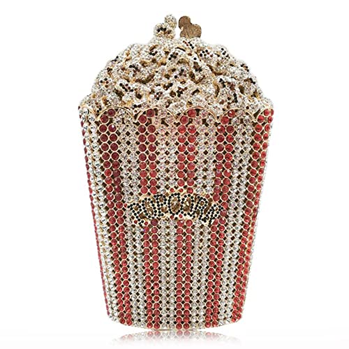 Image of DJBM Luxury Women Popcorn Rhinestone Evening Bag Funny Crystal Handbag Novelty Diamond Clutch Purse for Evening Party Prom