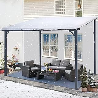 AECOJOY 10’ x 10’ Gazebo for Patio, Hard Top Gazebo Pergola with Roof (100 Sq.Ft Shaded) Large Wall-Mounted Heavy Duty Shelter for Patio, Backyard and More