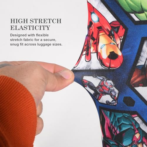 Image of Heart Home 26-30 Inch Polyester Large Size Suitcase Cover | Dustproof and Machine Washable Luggage /Trolley Bag Cover Protector | Avengers Print - Blue