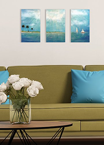 Stupell Home Décor Azure Breeze 3-Piece Triptych Wall Plaque Set, 11 X 0.5 X 17, Proudly Made In Usa #TOP1