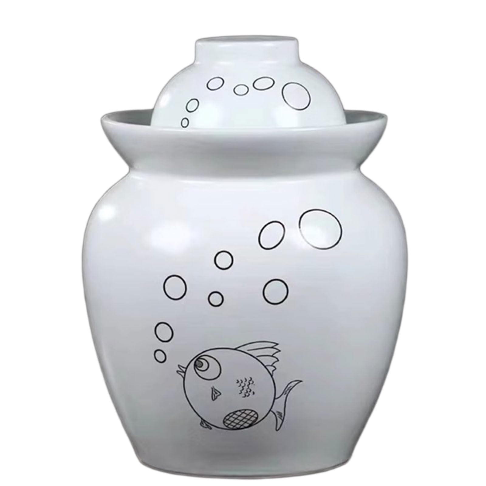 Garnek do fermentacji z pokrywką z uszczelką wodną - Tradycyjny ceramiczny garnek do kiszenia kapusty - Kamionkowy garnek do parzenia kombuchy Gliniany garnek do pikli kimchi,White,7kg