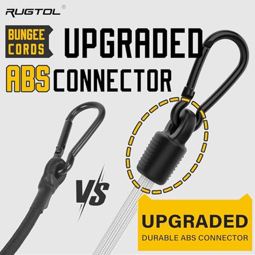 Image of Bungee Cords with Hooks, 48 Inch Adjustable White Bungee Cords with Carabiner Heavy Duty Outdoor, 8mm Thick Easy to Adjust Bungee Rope UV Resistant for Truck Bed, Bike Rack, Camping, 6 Pack