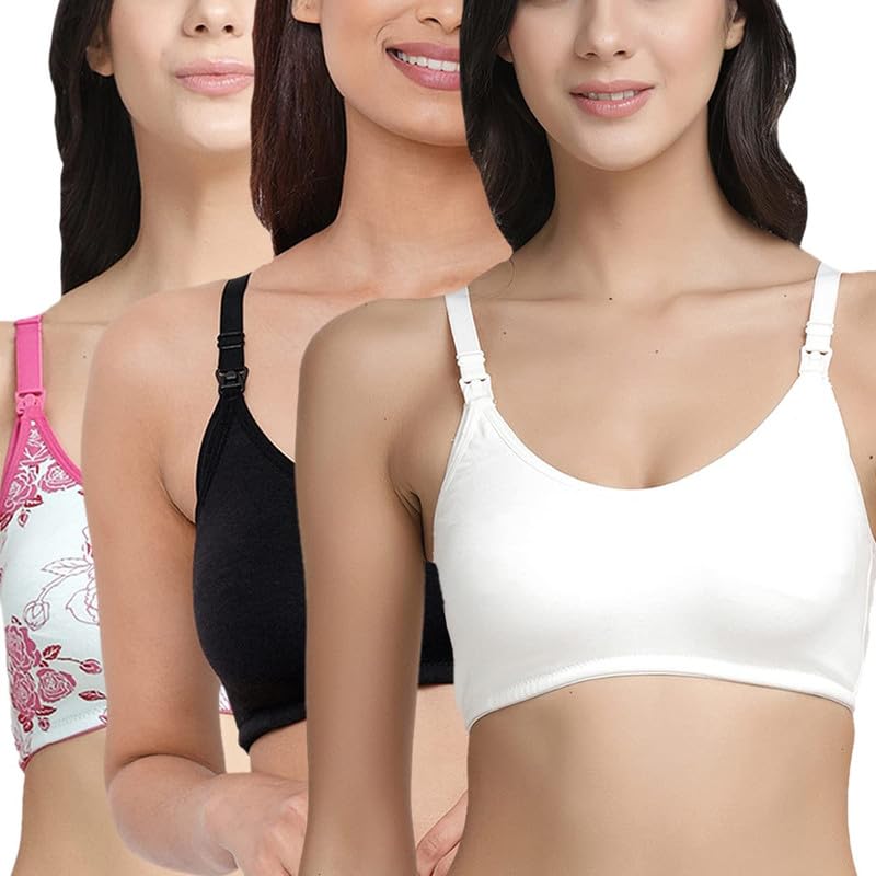 Organic Cotton Bamboo Nursing Bra for Women I Non Padded Feeding Bra with Keyhole Back Design I Wire Free Maternity Innerwear with Full Coverage-image-16