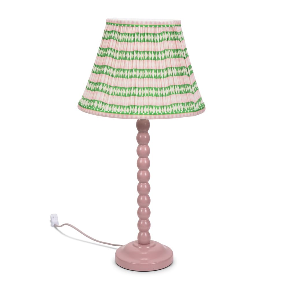 Valuelights Unisex Pale Pink Bobbins Rose Pink Table Lamp With Tapered Fabric Pleasted Lamp Shade In