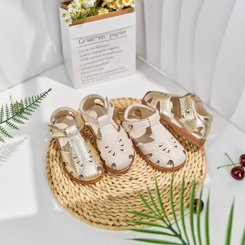 Image of ESTINE Toddler Girls Little Kids Close Toe Sandals - Flower Girl Dress Flats Summer Shoes
