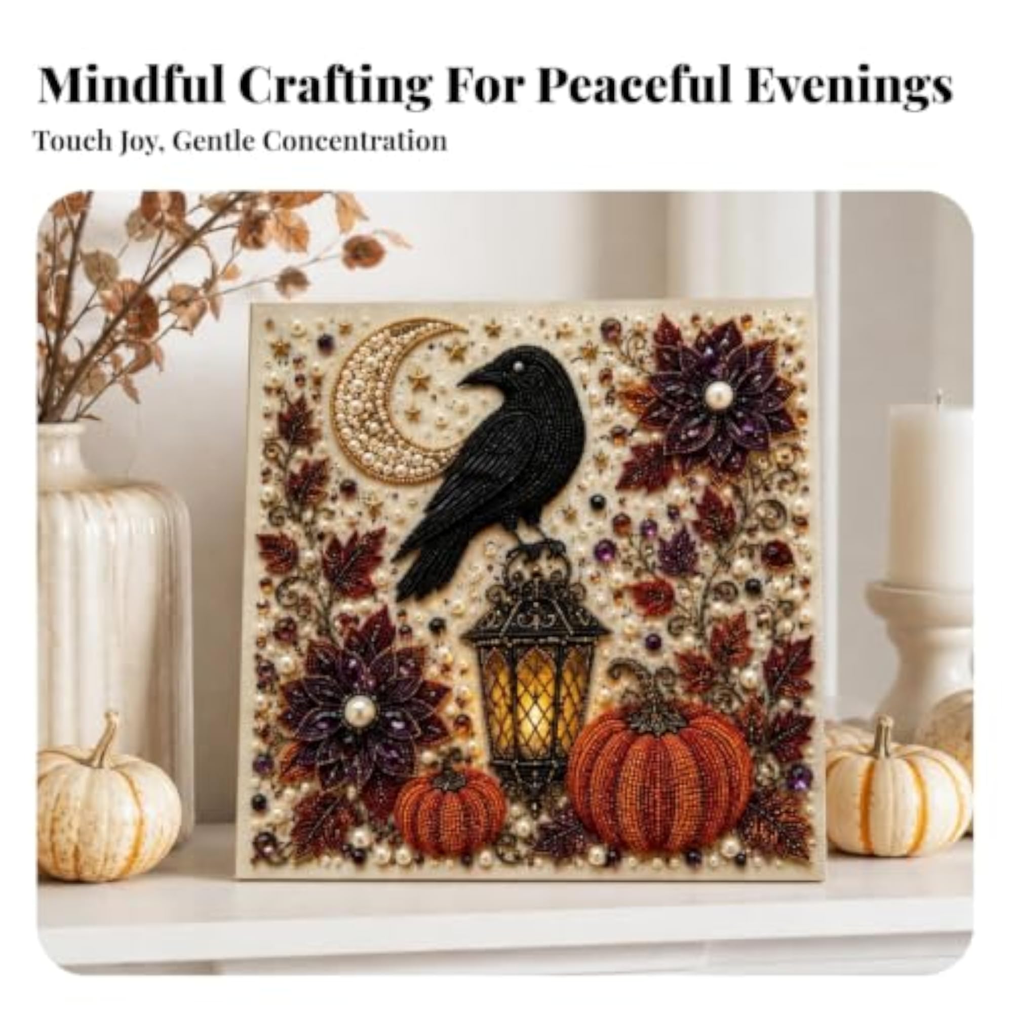 Halloween-Themed Pearl Diamond Painting Art with Frame
