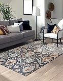 EORC Buy Hand-Knotted Wool Black Traditional Geometric Oushak Rug Online
