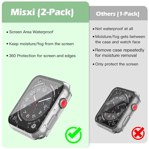 Image of Misxi [2 Pack] Waterproof Case with Button Designed for Apple Watch Series 3 Series 2 38mm, Anti-Fall Hard PC Cover with Tempered Glass Screen Protector for iWatch S3 /S2, Matte Transparent