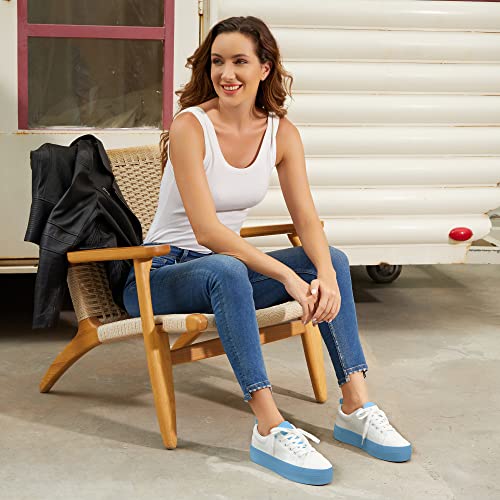 Image of JABASIC Women Lace Up Platform Sneakers Comfortable Casual Fashion Sneaker Walking Shoes