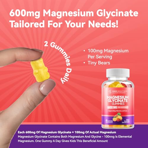 Image of Magnesium Glycinate Gummies 600mg, Non-GMO, Gluten-Free, Magnesium Gummies for Adults & Kids, Sleep, Relaxation & Focus, 3 in 1 Flavor, 60 Count