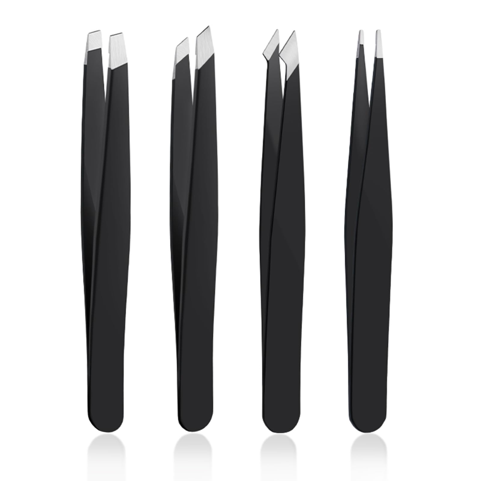 4 PCS Stainless Steel Tweezers Set Precision Tweezers for Ingrown Hair Facial Hair Splinter Blackhead and Tick Remover