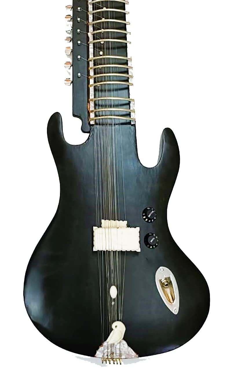 Chitarra-Sitar elettrico-acustica. Strumento professionale Sitar indiano in cedro.