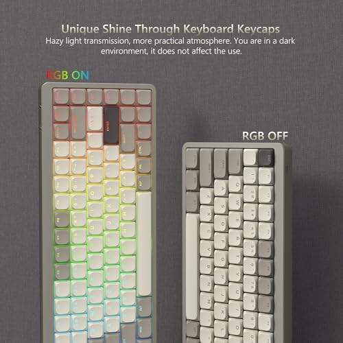 Image of Womier Low Profile Keycaps - Shine Through PBT Keycaps | 60 65 75 100 Percent, Mechanical Keyboard Keycaps for Cherry Gateron MX Switches Keyboard - Khaki Grey