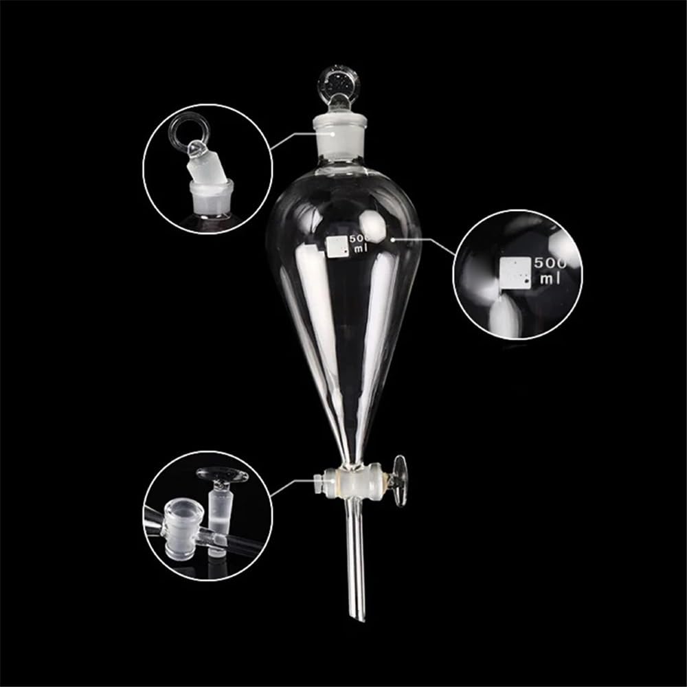 Vetreria da laboratorio Imbuto conico separatore piriforme con vetreria da laboratorio in vetro smerigliato 60/125/250/500/1000 ml(60ml(Glass Piston))