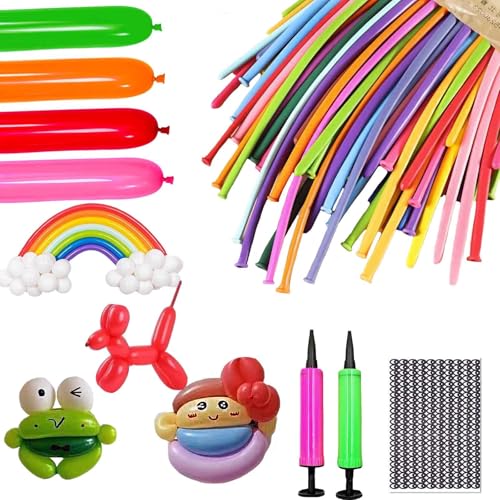 Lot de 150 ballons à modeler avec pompe - Ballons longs - Ballons d'animaux - Pour fête, mariage, anniversaire, décoration d'événements