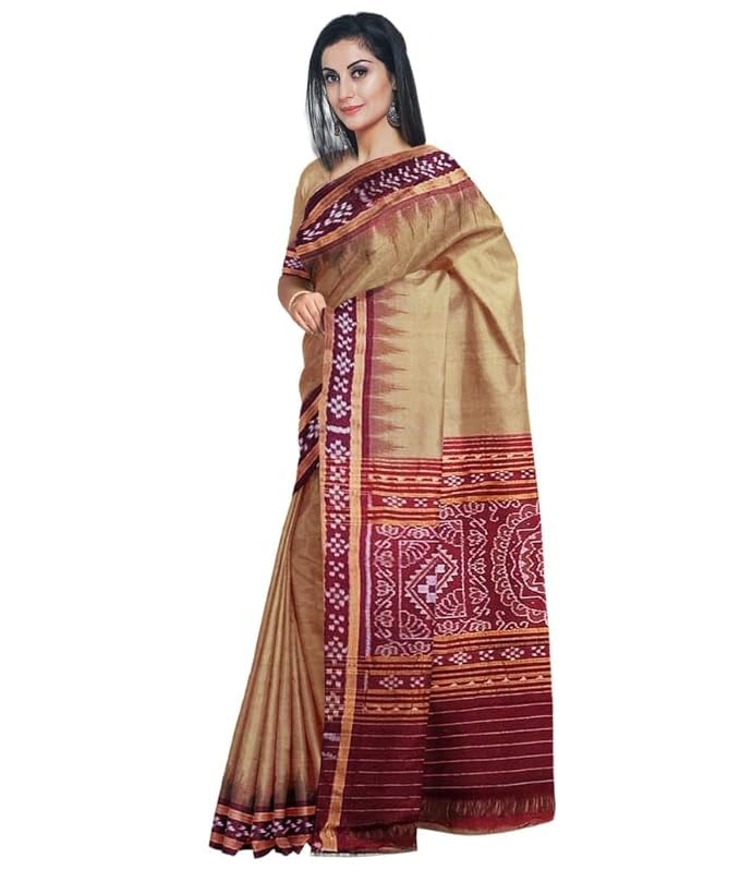 Image of Sambalpuri Cotton Saree of Odisha Ikkat Orissa Traditional Handloom Sari | Bomkai | Pata | Nuapatana | Sambalpuri Saree | Khandua Patta Sare | Without Blouse JH946