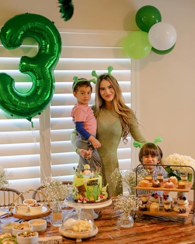 Image of 40 Inch Green Number 5 Balloon Birthday Party Decorations for Men & Women | 40 Inch Green inflatable foil number balloons, large birthday decorations for 5th birthday