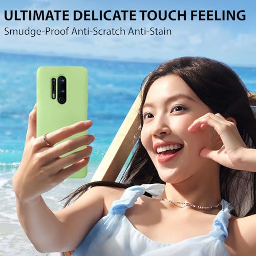 Image of LIRAMARK Liquid Silicone Soft Back Cover Case for OnePlus 8 Pro / 1+8 Pro (Mint Green)
