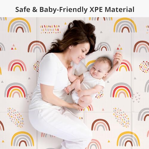 Image of PIGLOG Foldable Baby Play Mat for Floor, Baby Floor Mat for Crawling, Reversible Waterproof & Non-Toxic Baby Foam Playmat, Baby Play Mat for Babies, Infants & Toddlers 6-12 Months