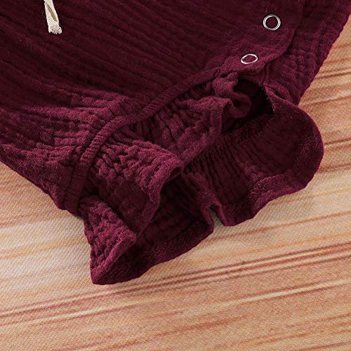 BAOBAOLAI Macaquinho de bebê para meninas recém-nascidas de algodão com manga franzida, macaquinho