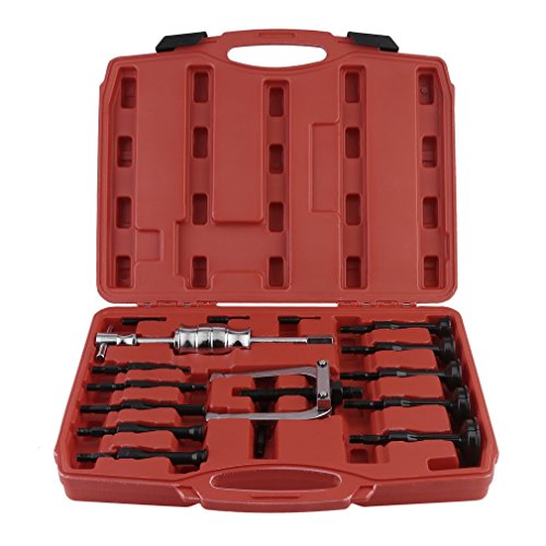 Hehilark Bearing Puller, 16 PCS Auto Bearing Extractor Set Inner Internal Blind Remover Bushes Puller Carbon Steel Blind Hole Bearing Puller