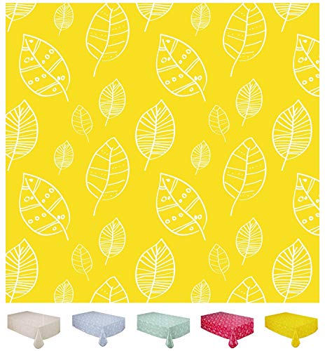 Home Direct Nappe Toile cirée PVC Rectangulaire 140 x 240 cm Feuilles Jaune