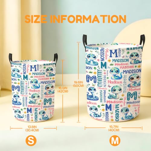 Image of Custom Snake Laundry Hamper, Personalized Laundry Basket with Name, Customized Dirty Clothes Basket for Clothes Toy Bathroom Bedroom Storage,S-16.5 inchX 13.8 inch