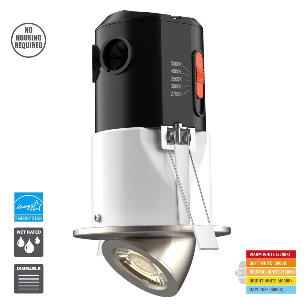 Commercial Electric 3in. LED Dimmable Color Changing Brushed Nickel Recessed Kit, 2700K - 5000K