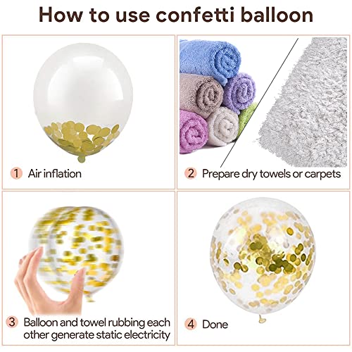 Nisocy White Gold Confetti Balloons Garland Arch Kit, 120 Pcs 12In 10In 5In Latex Metallic Gold White Confetti Balloons For Birthday, Wedding, Anniversary, Celebrations, Prom Bridal Party Decoration #TOP3